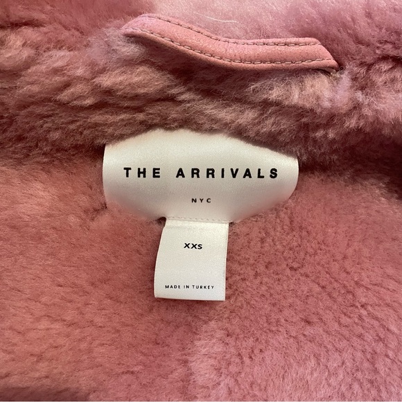 The Arrivals Pink Leather Jacket with Shearling Trim - Picture 6 of 11
